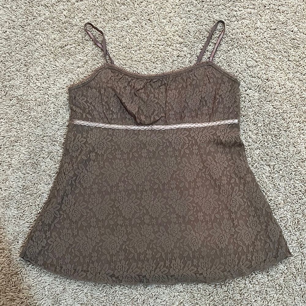 Women’s spaghetti strap tank.  Lacey overlay.  Size Medium